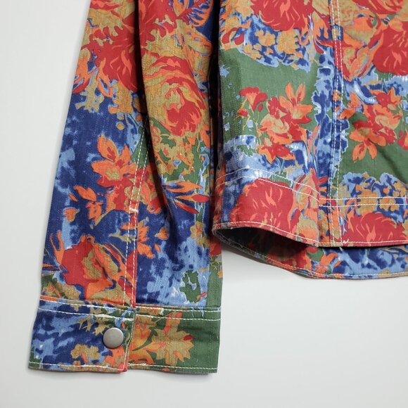 NWOT LAL Live a Little Lightweight Floral Jean Denim Jacket Snap Closure Size M - Picture 3 of 13